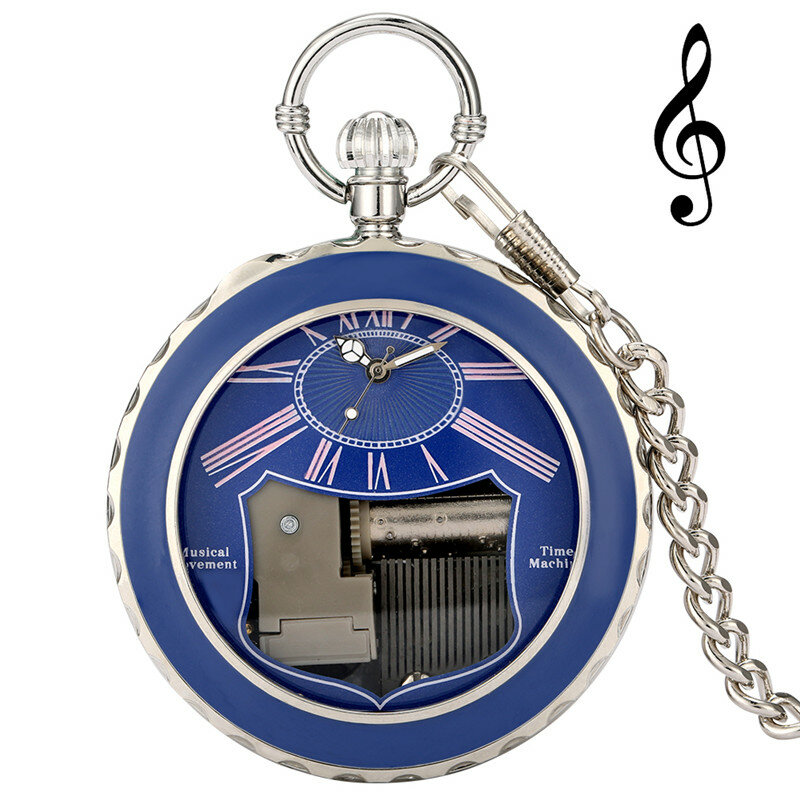 Relógio de bolso manual antigo musical jogando música swan lago quartzo analógico relógio para homens mulher pingente relógios fob chain reloj