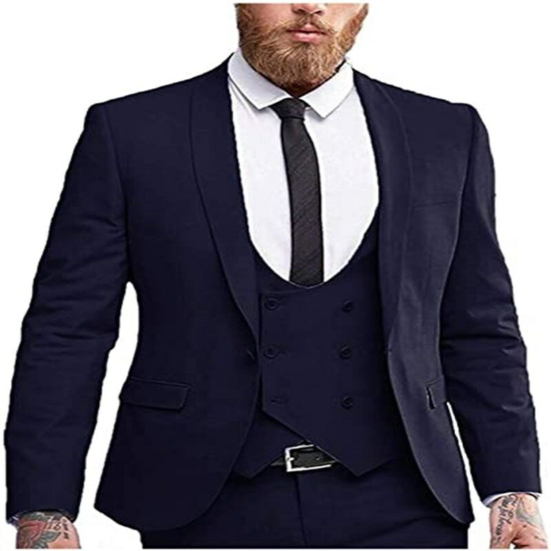 Mens Wedding Suits Slim Fit Shawl Lapel Business Single Breasted Vest Costume Formal Terno Masculino Clothing