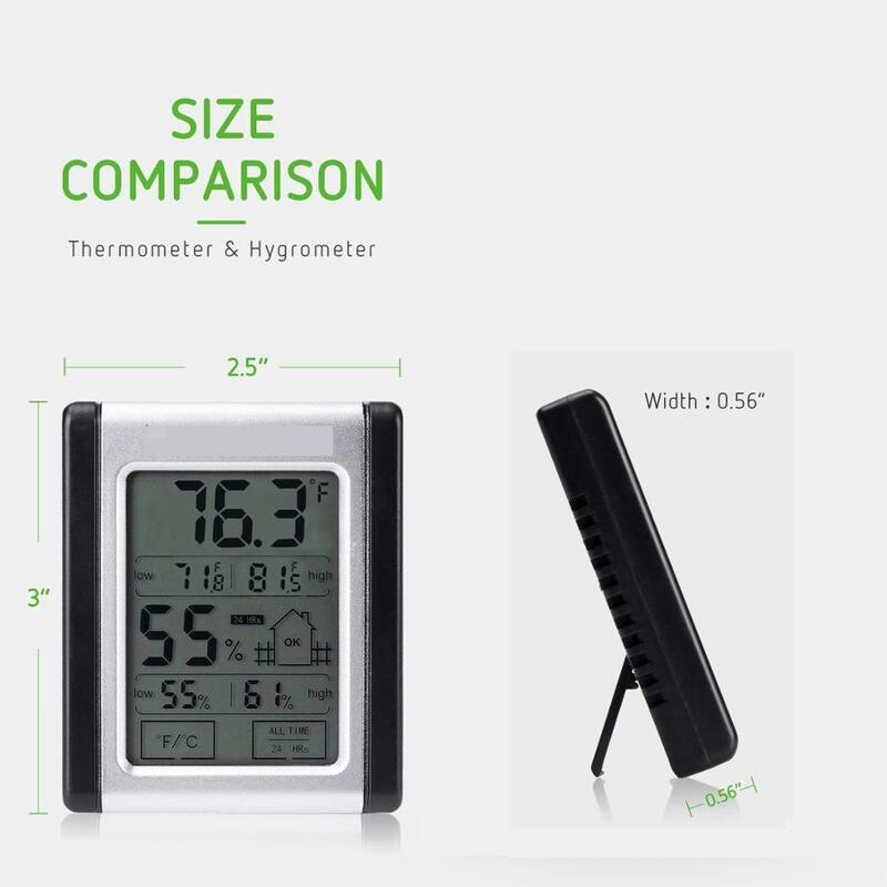 Higrometer Termometer Dalam Ruangan Digital dengan Pengukur Kelembaban Monitor Suhu Kelembaban Akurat untuk Rumah Kaca Tenda Tumbuh Dalam Ruangan
