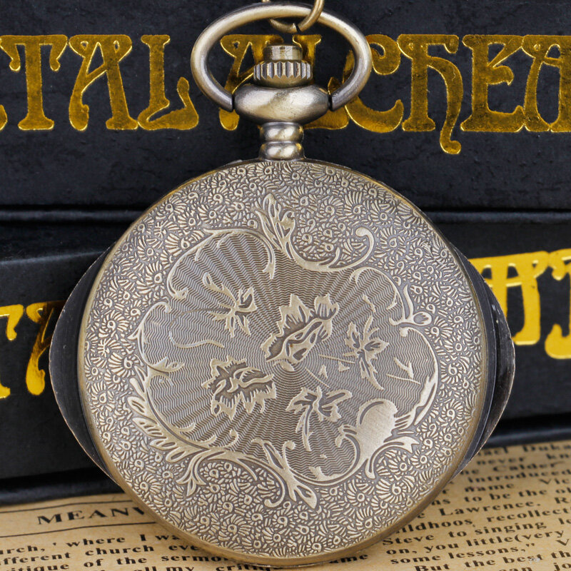 Reloj de bolsillo de cuarzo de bronce antiguo para hombres y mujeres, joyería con forma de caja redonda, colgante, collar, cadena, regalos