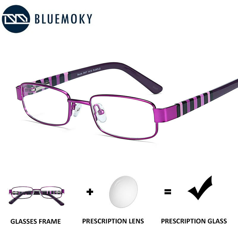 BLUEMOKY niños receta chica gafas miopía progreso lente graduada gafas con montura metálica Anti azul Ray gafas