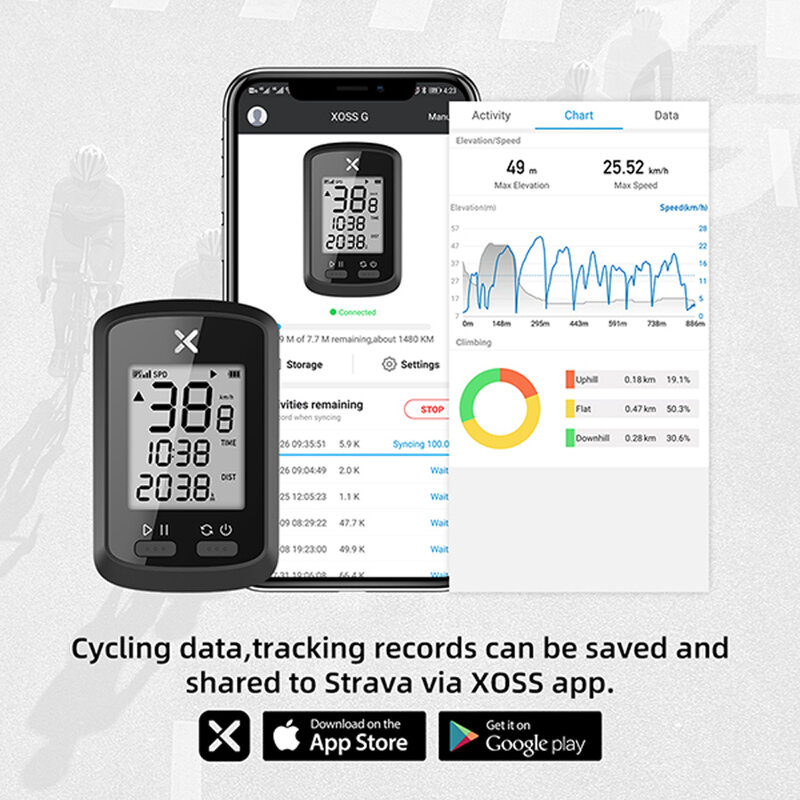 XOSS-Ciclocomputador sem fio para ciclismo, aparelho GPS, velocímetro à prova d'água, para bicicleta de estrada e mountain bike, MTB, Bluetooth, ANT+, com marcador de cadência