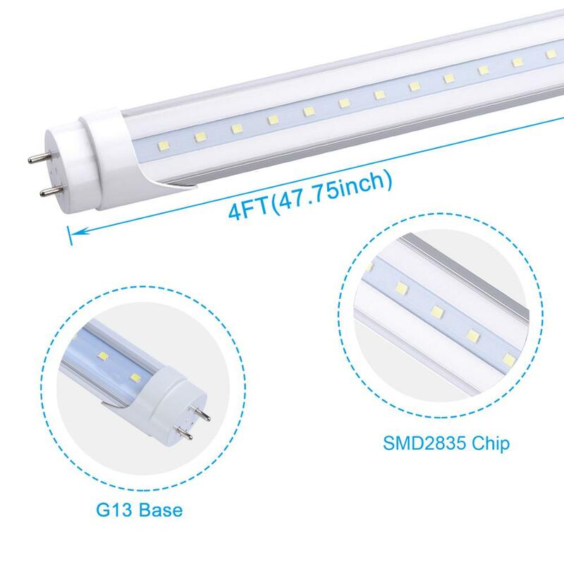 100Pack T8 4 Foot Led Tube 22W T8 4FT Led Light Bulbs Dual-end Powered 4' Led Shop Light Fluorescent Replacement 85-277V 6000K