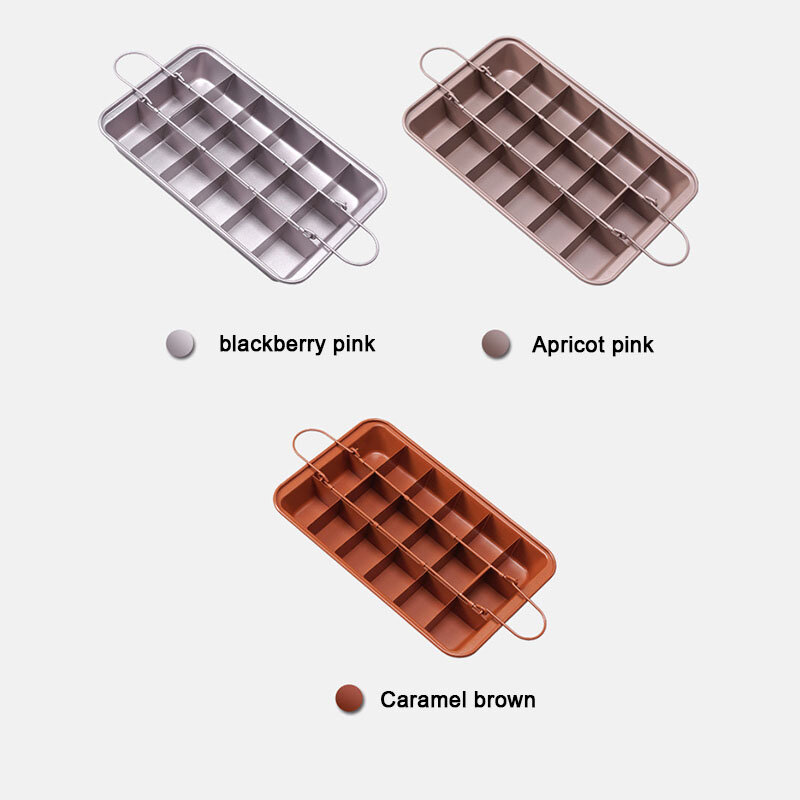 18เซลล์เบเกอรี่ Brownie Bakeware แม่พิมพ์ในตัวเครื่องตัดเหล็กคาร์บอน Pastry Tools เค้กช็อกโกแลต Mold ครัวอุปกรณ์เสริม