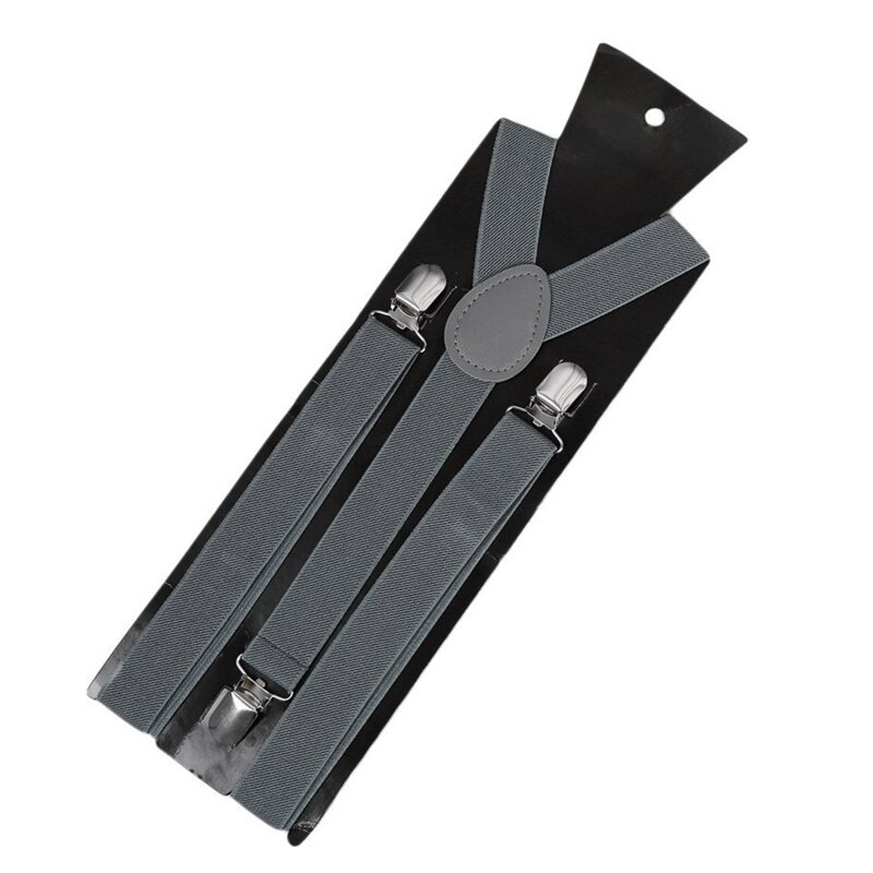 Suspensório de elástico em forma de y, unissex, cintas ajustáveis, cinza escuro