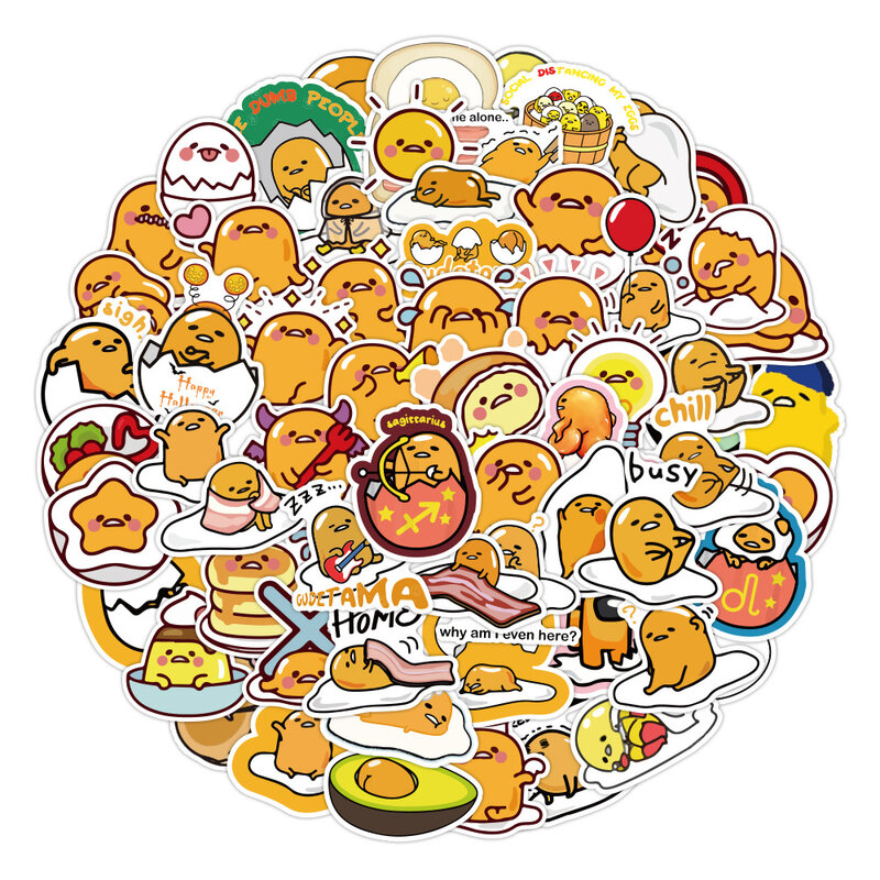 10/30/50PCS 새로운 어린이 만화 귀여운 게으른 계란 낙서 스티커 노트북 스쿠터 트롤리 케이스 장식 스티커 도매