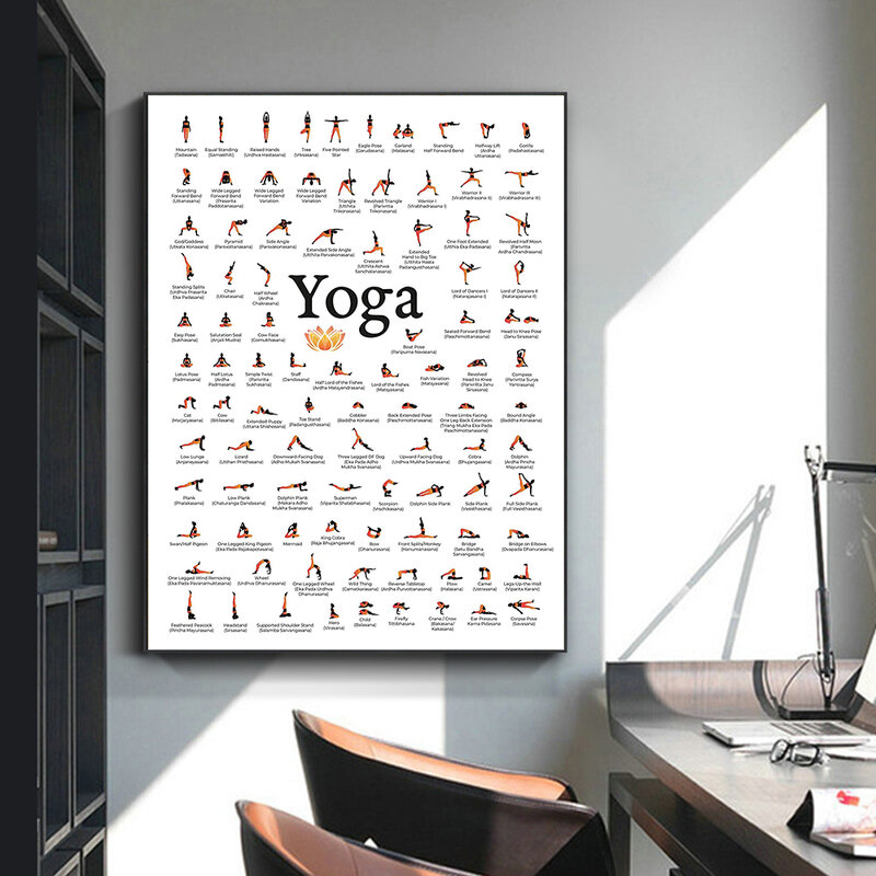 Arte da parede moderna yoga decoração do quarto imagem yoga poses posters quadros em tela quadros de parede sala estar cuadros