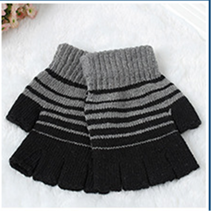 De Nieuwe Streep Breien Warme Winter Handschoenen; Mannelijke En Vrouwelijke Studenten Vingerloze Type Wol Half Gloveswholesale JT-6