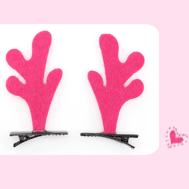 2Pcs Hair Pins Three-dimensional Antler Hairpins Christmas Style Colorful Cute Hair Clips Cute Bangs Styling Hair Accessories