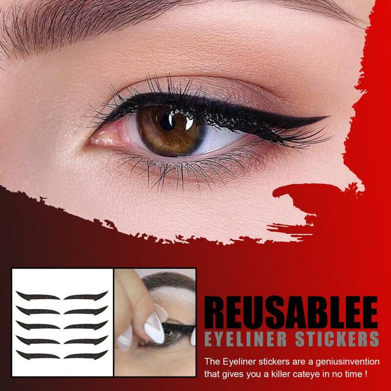 5 pares/folha eyeliner reusável dupla plástico auto-adesivo eyeshadow adesivo para maquiagem