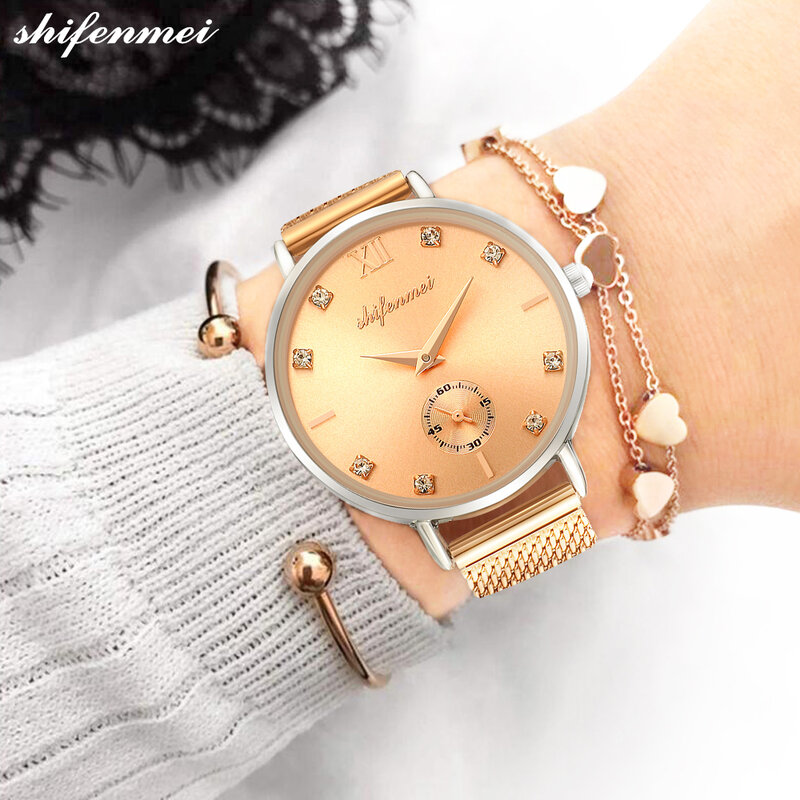 Reloj de pulsera para mujer Shifenmei, relojes de cuarzo 2019, reloj de pulsera informal de marca de lujo, relojes de mujer a prueba de agua, reloj femenino