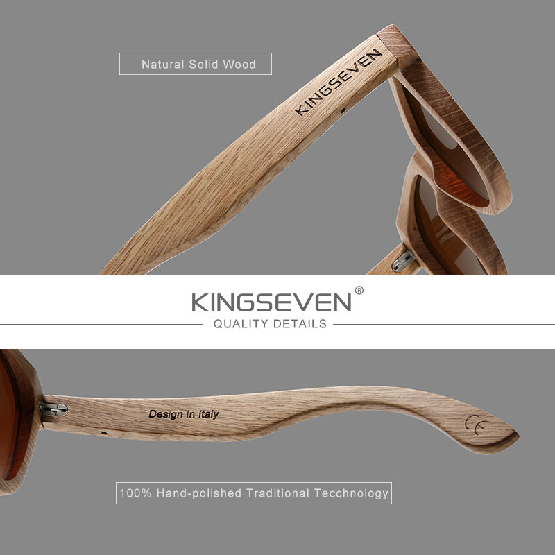 Мужские солнцезащитные очки с поляризацией KINGSEVEN, черные солнцезащитные очки ручной работы с защитой UV400, 2021, натуральные деревянные солнечные очки