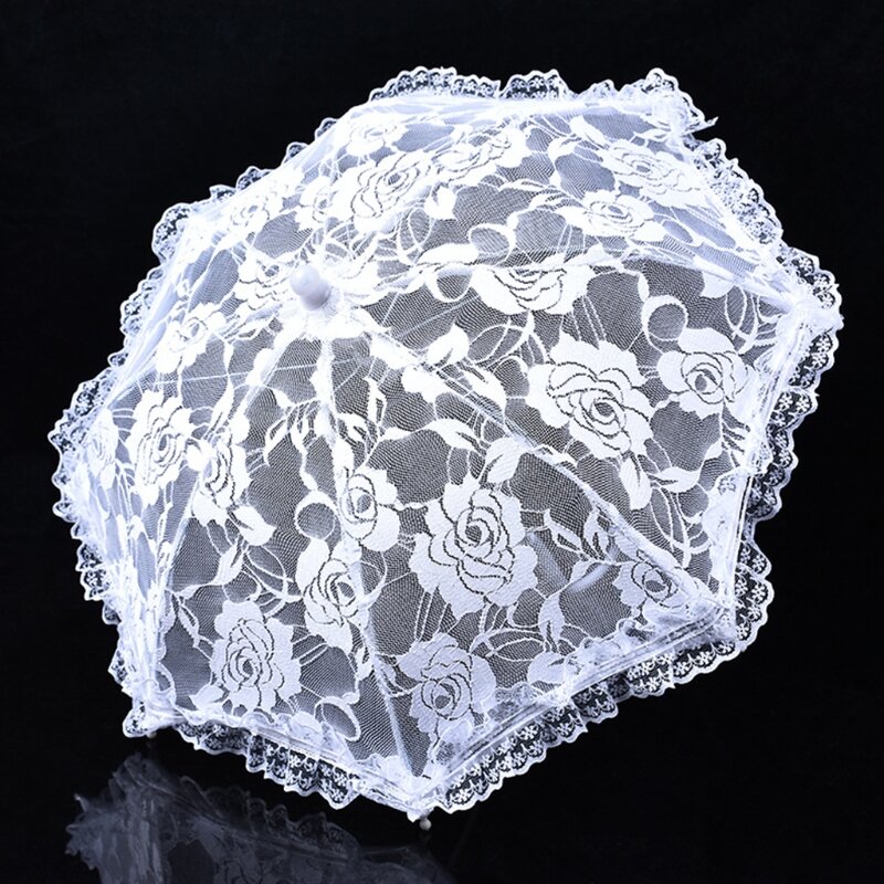 Винтажный кружевной мини-зонтик 42 см, маленький свадебный зонтик для невесты, свадебный подарок, детское сценическое украшение для представлений