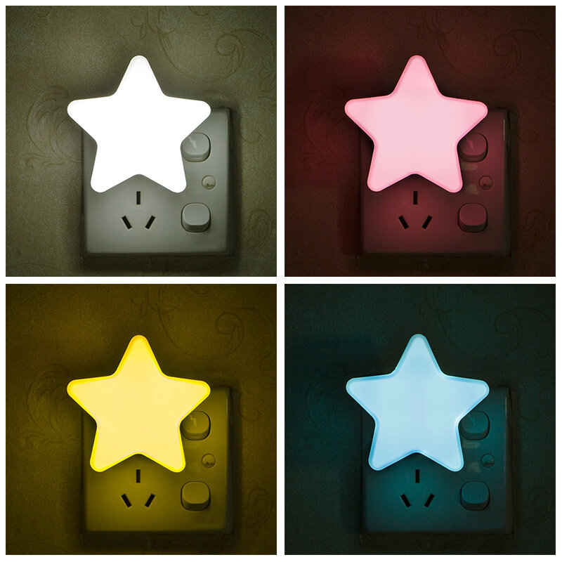 Lámpara de pared LED de estrella para niños, luz de ahorro de energía, enchufe enchufable, decoración del hogar, dormitorio, UE/EE. UU.