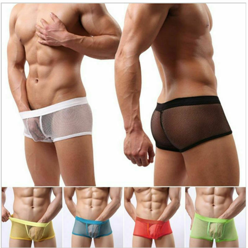 Transparent Men Sexy Boxer Mesh Breathable Underwear New Casual Boxer Solid Men Underwear Panties ropa hombre Male Sleepwear