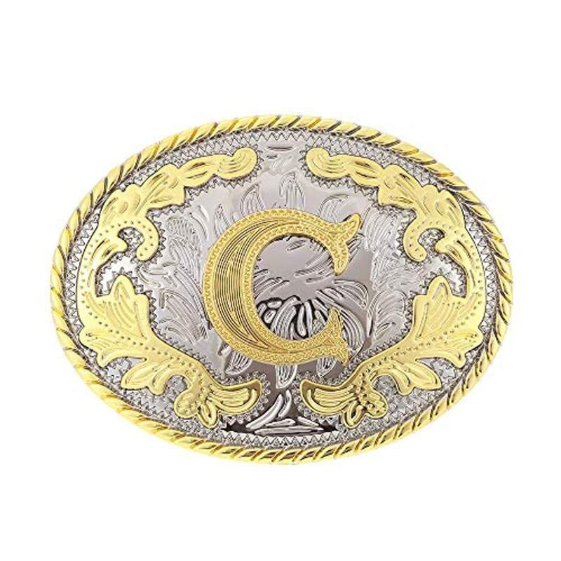 Liga de zinco fivela de cinto para homens, forma oval carta, cowboy western, largura personalizada 4cm