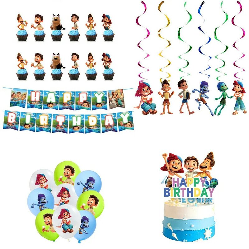 Disney-Juego de vajilla desechable de dibujos animados para niños, decoraciones para fiestas temáticas de Anime, Baby Shower, suministros para fiestas de cumpleaños de Luca
