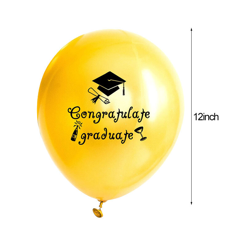 Globos de graduación de 1-15 piezas, globo de látex dorado, plateado y negro, confeti, suministros de decoración para fiestas de graduación, 2024