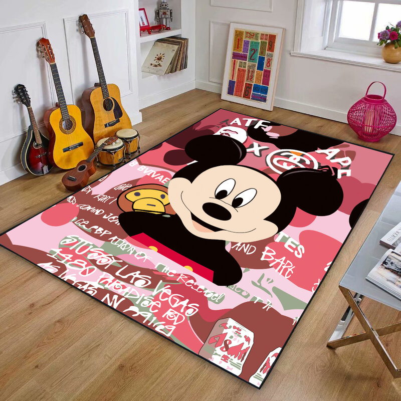 80X160CM Mickey Minnie Mat Dining Room Carpet Rugs Bedroom Door Mat Wood Board Print Carpets Kitchen for Living Room Playmat