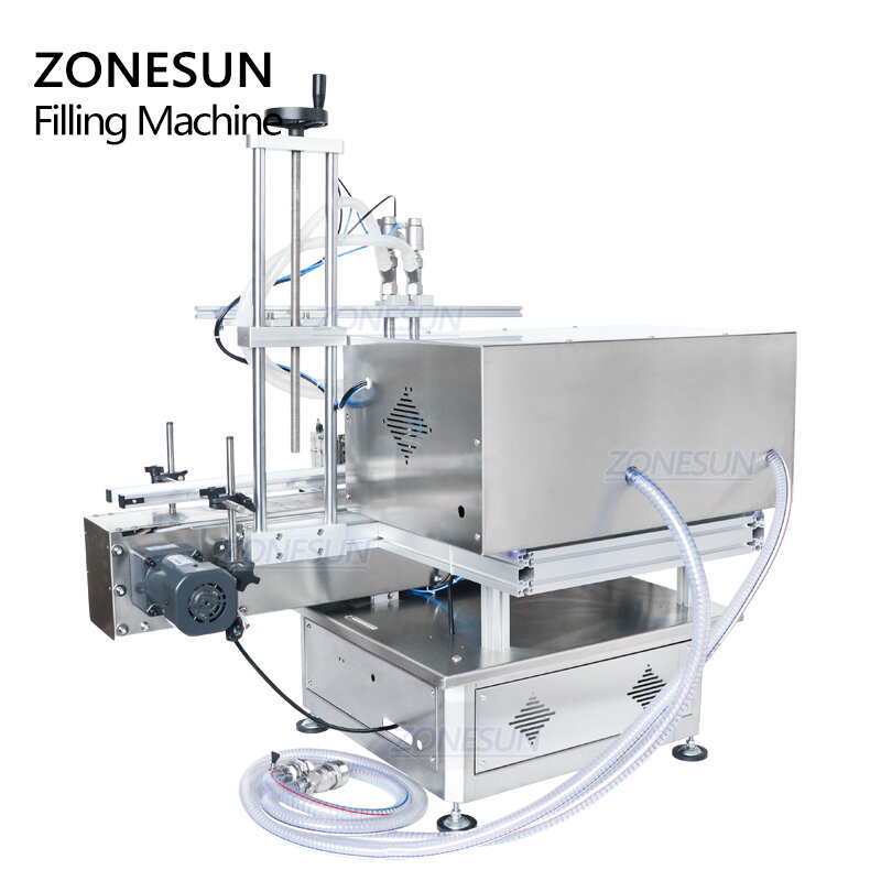 ZONESUN 데스크탑 2 헤드 자동 젤 샴푸 액체 주스 다이어프램 펌프 생산 라인 용 충전기
