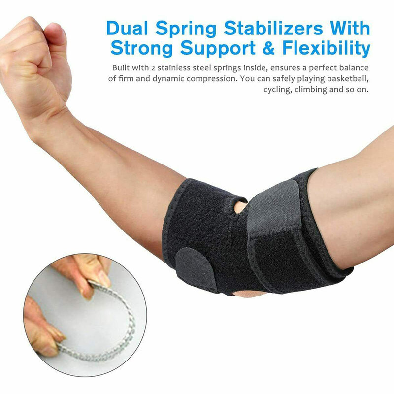 パッドバンドジム調節可能なテニス肘サポート春の肘装具関節炎は肘の保護の横の痛みを和らげます