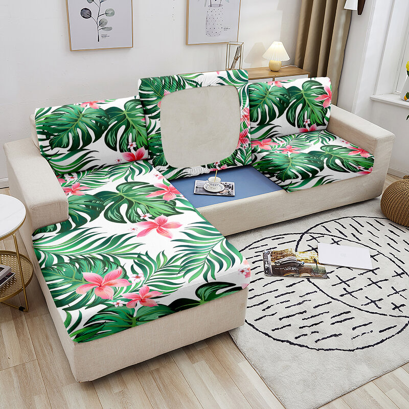 Sarung Bantal Kursi Sofa Peregangan Tropis Sarung Sofa untuk Ruang Tamu Sarung Kursi Elastis Dapat Dilepas Pelindung Furnitur