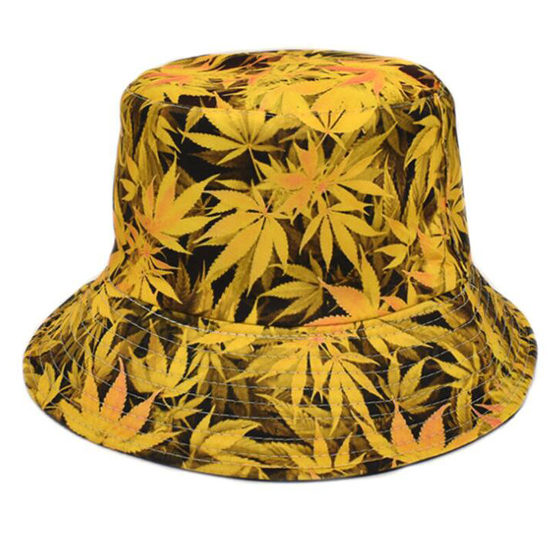 Topi Memancing 2021 Katun Topi Hip Hop Wanita Pria Topi Ember Panama Daun Maple Pasangan Topi Nelayan Atas Datar Matahari Hadiah Boonie