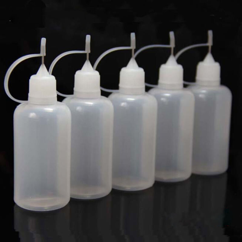 1/5Pcs 20ml 50ml Plastic Squeezable Tip Applicator Bottle refillable Dropper Bottles with Needle Tip Caps for Glue DIY
