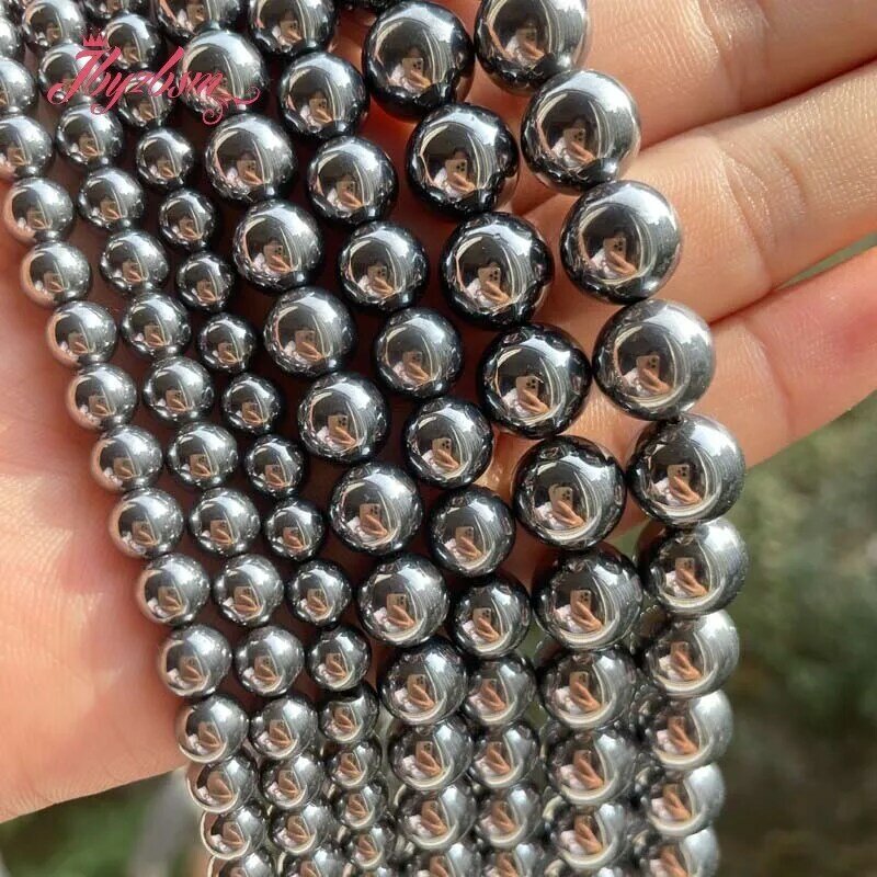Terahertz kalung manik-manik batu longgar halus bulat asli untuk DIY untaian pembuat perhiasan kalung 15 inci 6/8/10mm pengiriman gratis