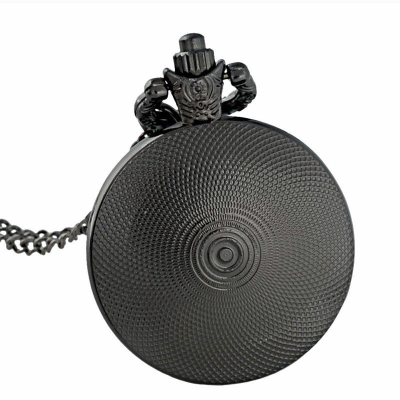 Relógio de bolso de quartzo preto para homens e mulheres, símbolo muçulmano vintage, colar de pingente de alta qualidade