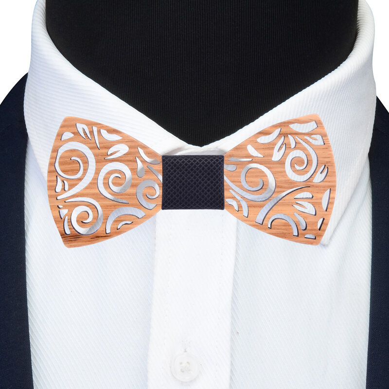 Мужской галстук-бабочка ручной работы, регулируемый деревянный мужской галстук-бабочка из резного дерева с цветочным узором, свадебные аксессуары, подарочные галстуки для шеи