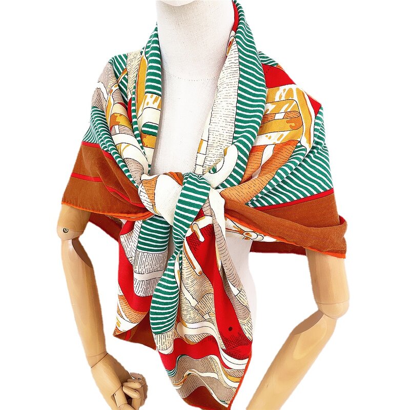 Дизайнерская Роскошная Новая цепочка на ремень длиной 130 см, женское шелковое меховое украшение, модная большая шаль, бандана, пляжное полотенце, пончо, шарфы, хиджаб
