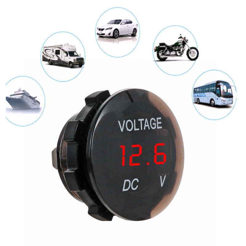 Medidor de voltaje Digital para coche, voltímetro de motocicleta, probador de voltaje para coche, Auto, motocicleta, ATV, barco, 12V, 24V, 36V, impermeable, DC 5V-48V