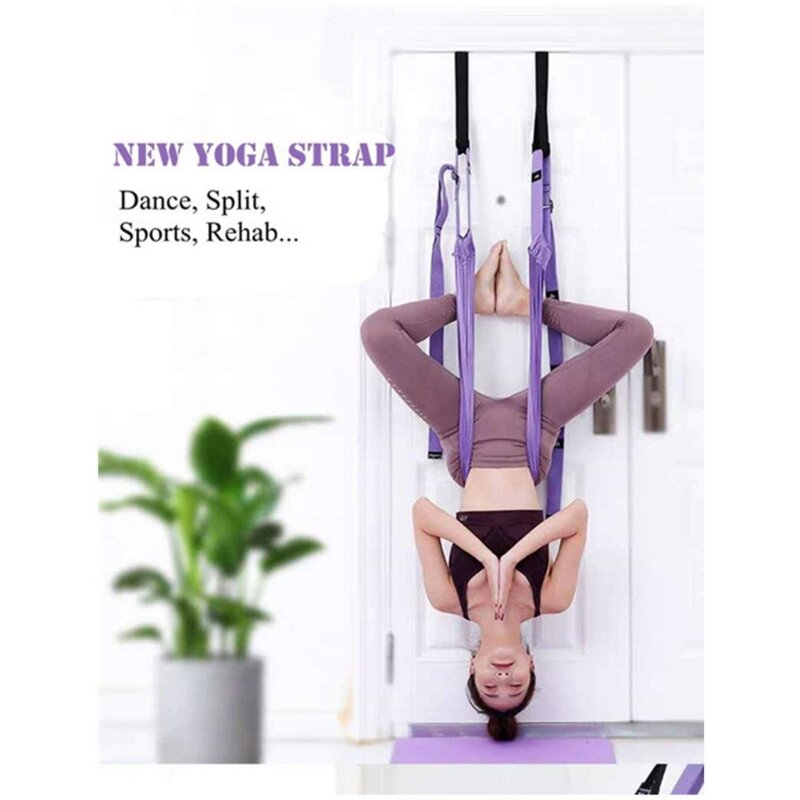 270C Yoga Strap Waist Back Leg Stretch Fitness Strap, Adjustable Yoga Exercise Band, Back Bend Split Inversion Strap for Yoga