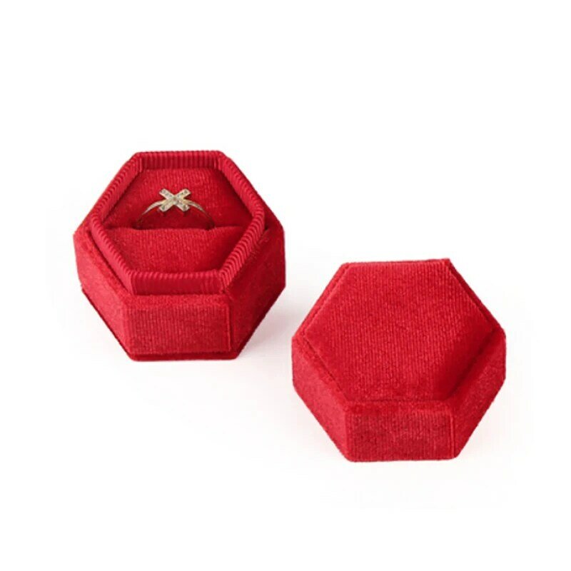 Caja de anillo de terciopelo genénica con tapa desmontable, soporte de aretes, soporte de heirtelares para propuesta, compromiso, propuesta de ceremonia de boda, venta al por mayor