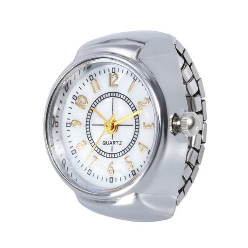 Reloj de cuarzo analógico Unisex, esfera redonda con números arábigos, reloj de anillo de dedo, regalo