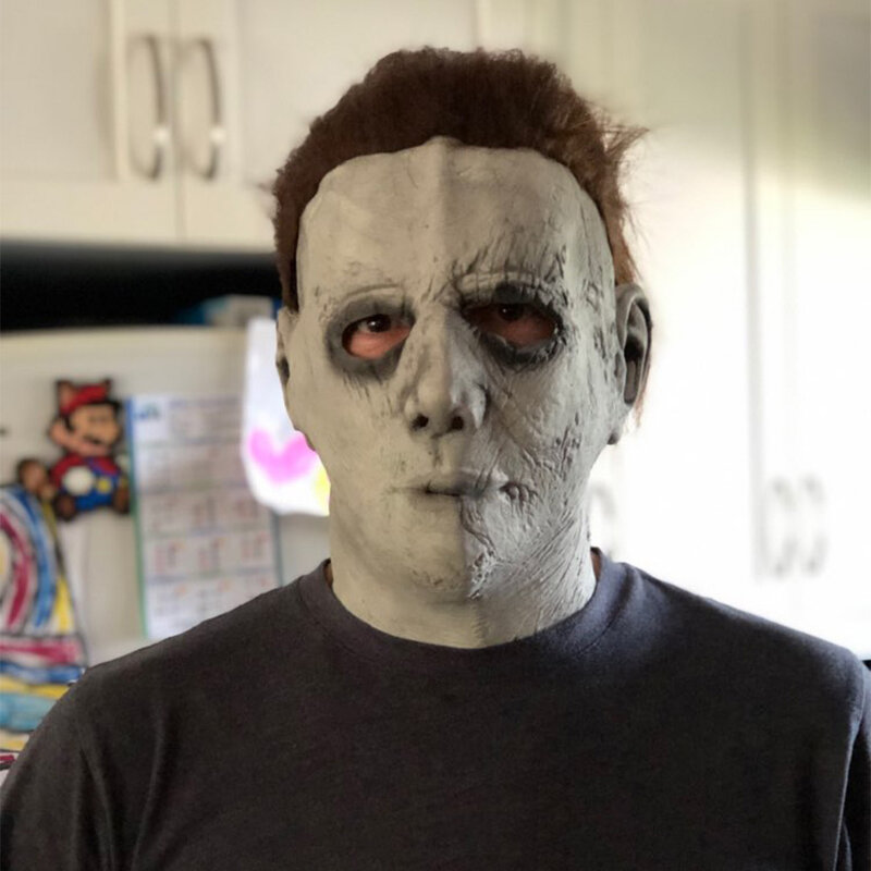 O Michael Myers de Halloween Horror Máscara Cosplay Máscara de Látex Rosto Cheio Capacete Festa de Halloween Assustador Adereços brinquedo Casa Acessórios de Decoração