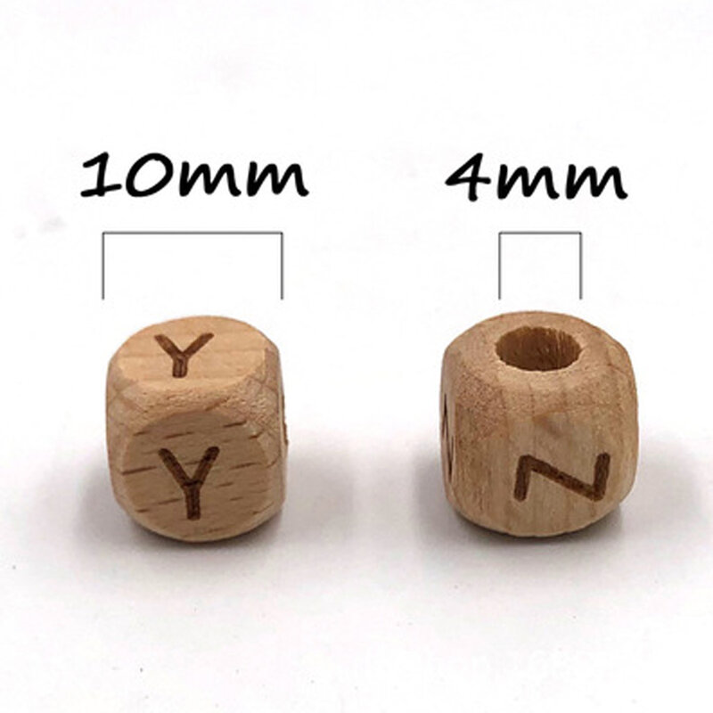 10mm 50PCS Square Wooden Alphabet Beads A-Z Letter beads for Baby Dummy Chewable Nursing Pacifier Chain Accessories