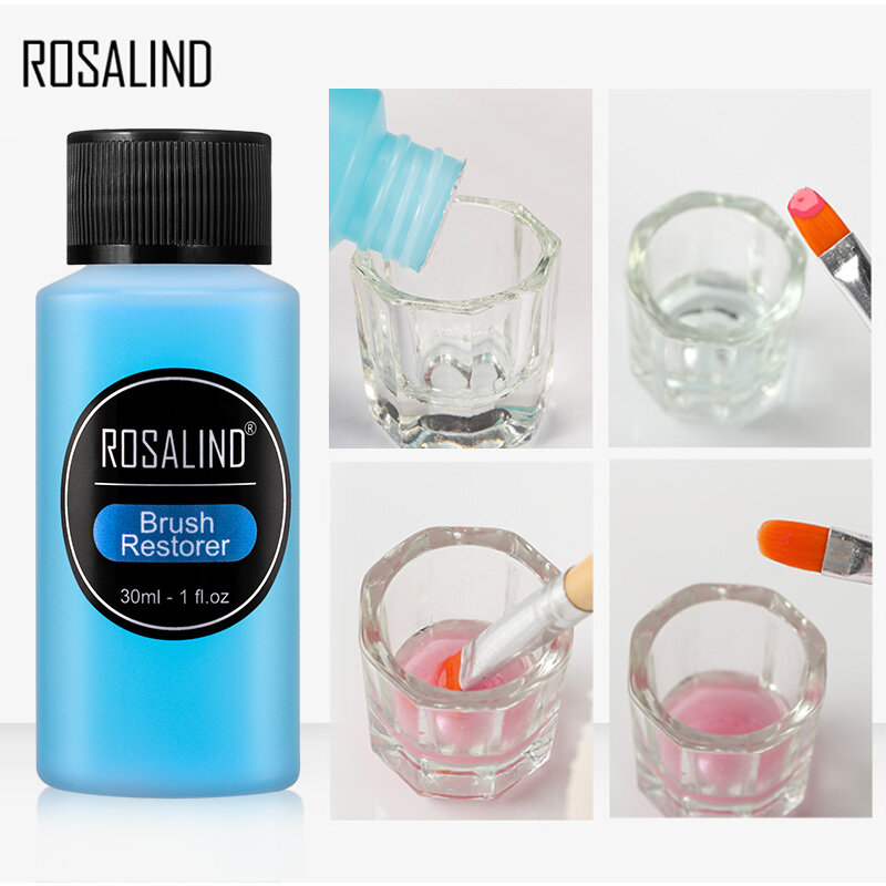 ROSALIND-pinceles de limpieza para manicura, 1 ud., removedor de Gel de uñas, herramienta de pluma de lavado acrílico, 30ml