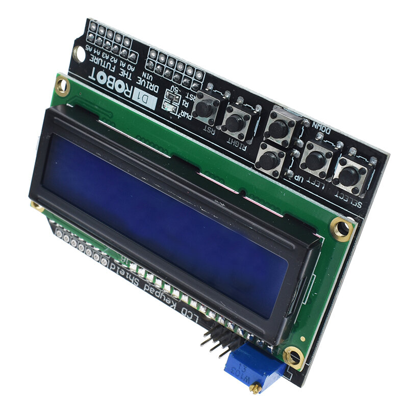 Pantalla de teclado LCD para Arduino, módulo de protección LCD1602, 1602, ATMEGA328, ATMEGA2560, raspberry pi UNO, azul, 1 piezas