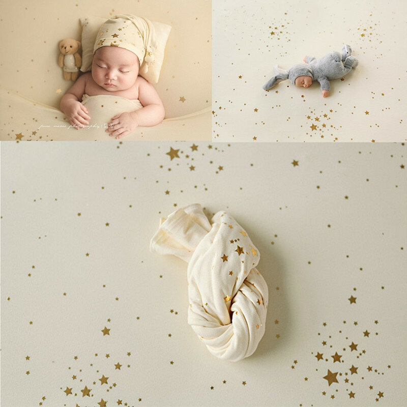 Chapéu de tricô artesanal que envolve o bebê fotografia recém-nascido adereços estrela pano de fundo