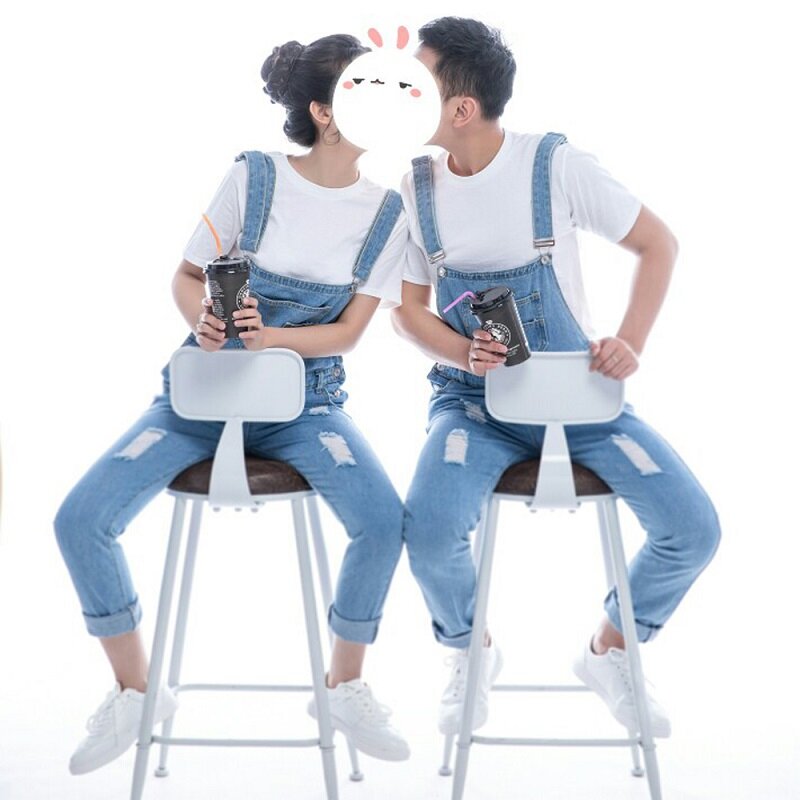 High Street Zakken Jeans Mannen Mode Slim Fit Denim Jumpsuit Modieuze Riem Overalls Casual Jarretel Ripped Denim Overalls Gaten