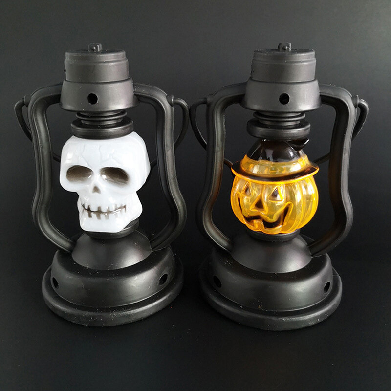 Halloweenowa latarka LED z uchwytem, dyniowy szkielet nocna latarnia Gradient kolorowa lampa naftowa dekoracja Halloween