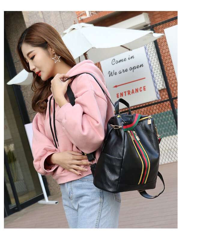 New Women Backpack PU Leather Fashion Casual Tassel Bags High Quality Anti-theft  Female Shoulder Bag For Girls Travel Rucksack