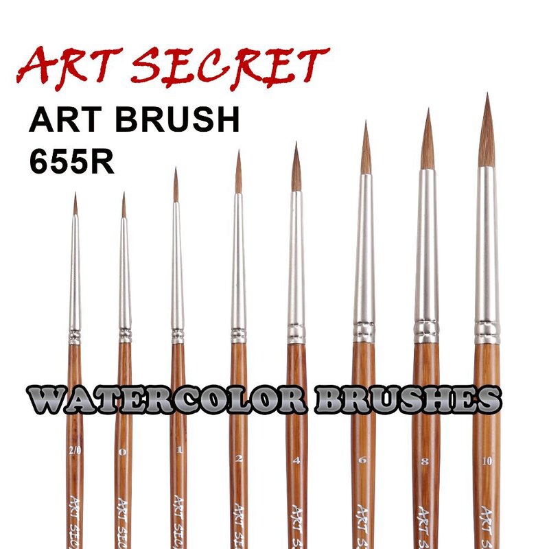 Artsecret Sharp Tip High Quality Art Paint-Brush Pure Kolinsky Hair Watercolor Natural Rod 655R Series Ferrule Have Defects