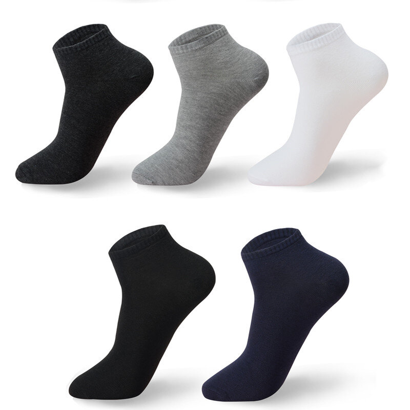 Calcetines deportivos tobilleros en algodón para hombre, calcetas casuales, transpirables, a la moda, en color negro, blanco y gris de tallas grandes 42, 43, 44, 45, 46, 47 y 48, lote de 10 pares