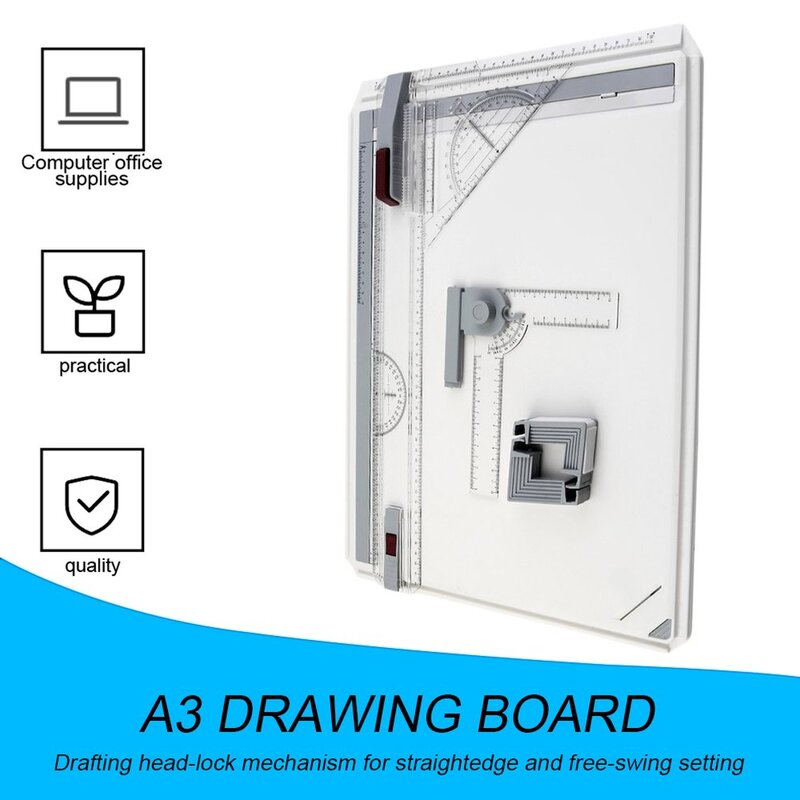 Tablero de dibujo A3 portátil, mesa con movimiento paralelo, ángulo ajustable, herramientas de pintura artística, paleta