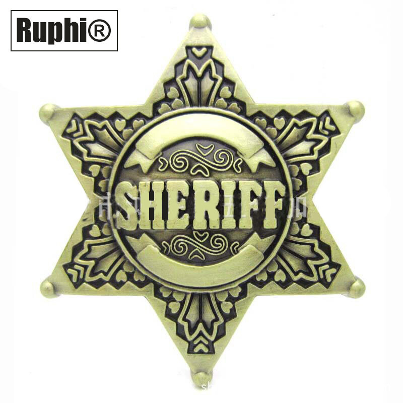 Herren-gürtel Schnalle 40mm Vintage Hexagon Sheriff Stern Austauschbare Westlichen Schnallen Für Cowboy Cowgirl Männer