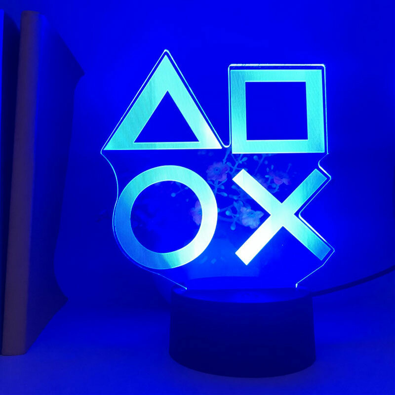 Lámpara de luz con ícono de juego con Control por voz para PS4, luz Flash de ambiente acrílico, señal de luz de neón, Iluminación comercial, decoración de pared de Club