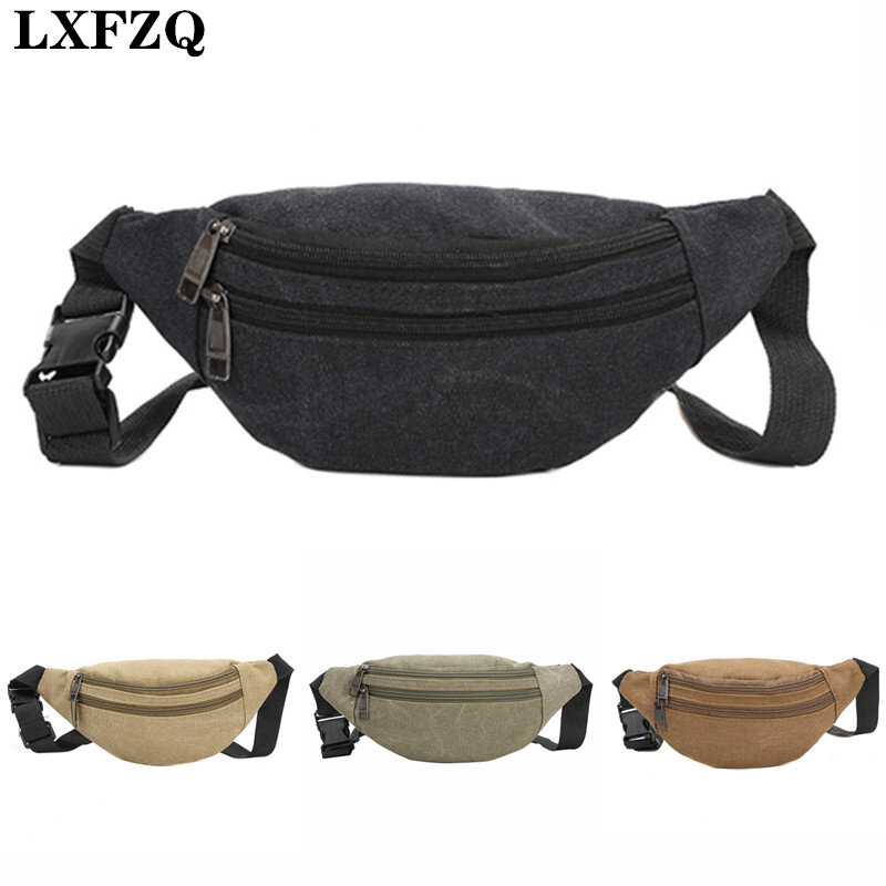 Bolsa de cintura de lona funcional casual para homens e mulheres, bolsa de banana, bolsa de telefone, cinto, bolsa de quadril